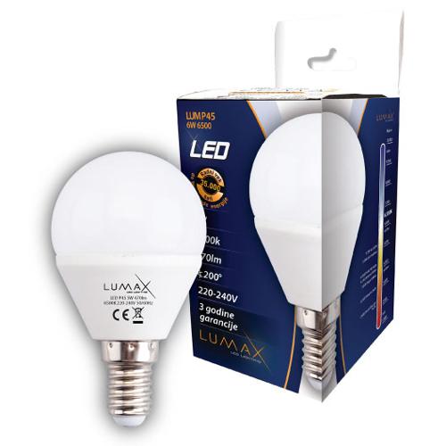 Slika LUMAX Sijalica LUMP45-6W 6500  LED, Hladno bela, 6 W, E14