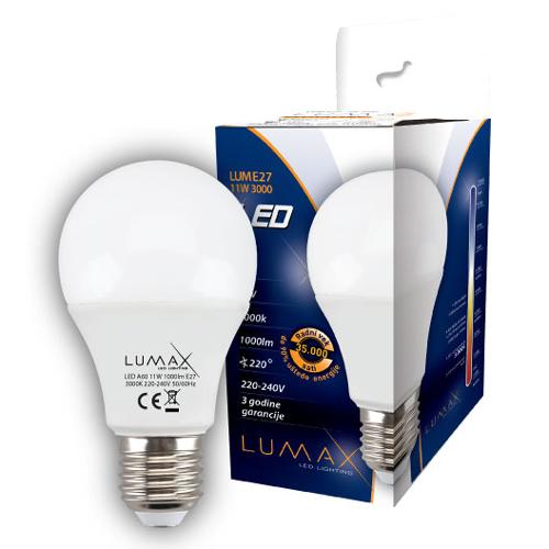 Slika LUMAX LED sijalica LUME27-11W 3000K 1000 lm  LED, Toplo bela, 11 W, E27