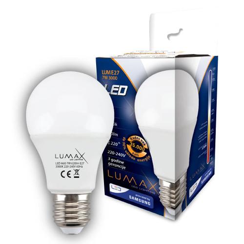 Slika LUMAX LED Sijalica LUME27-7W 3000K  LED, Toplo bela, 7 W, E27