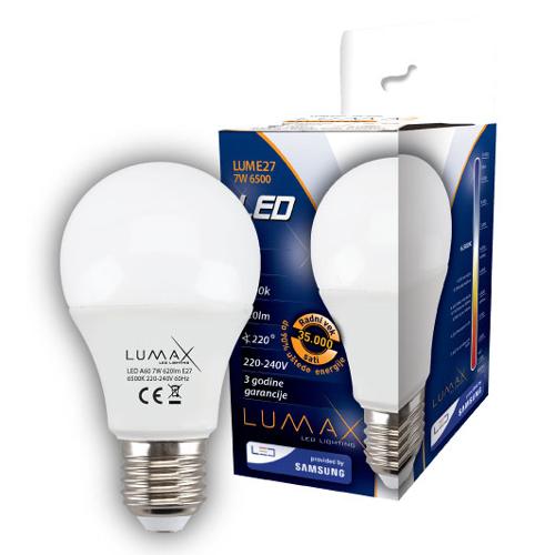 Slika LUMAX LED Sijalica LUME27-7W 6500K  LED, Hladno bela, 7 W, E27