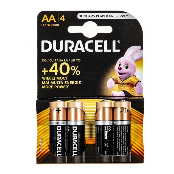 Slika Baterije AA alkalna LR6 Duracell Basic duralock 508188, 1/4