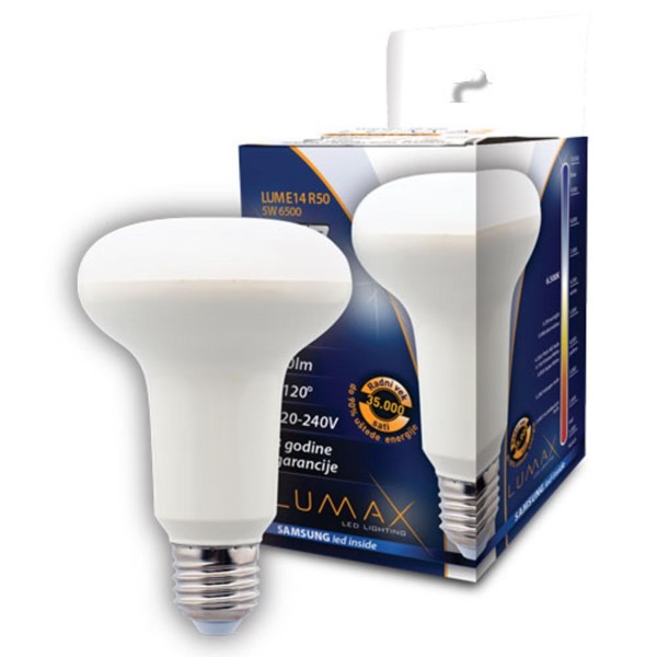Slika LUMAX LED SIJ.E14 R50-6W 6500K