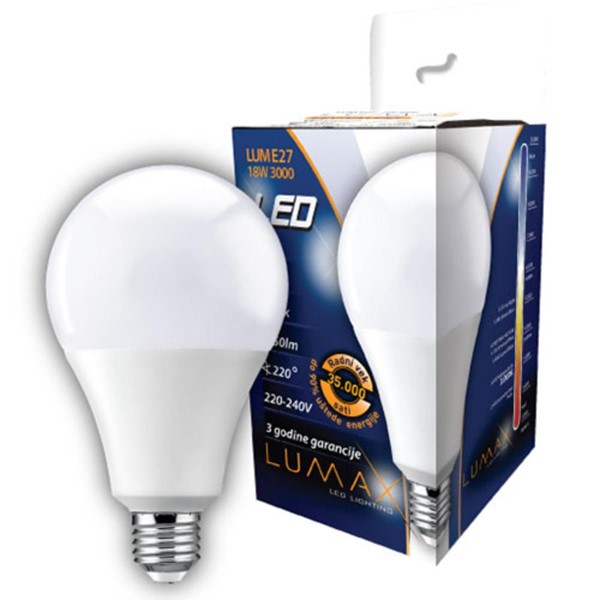 Slika LUMAX Sijalica LUM  LED, Toplo bela, 18 W, E27