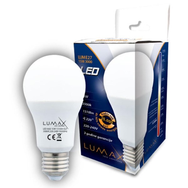 Slika LUMAX LED Sijalica LUME27-15W 3000K  LED, Toplo bela, 15 W, E27